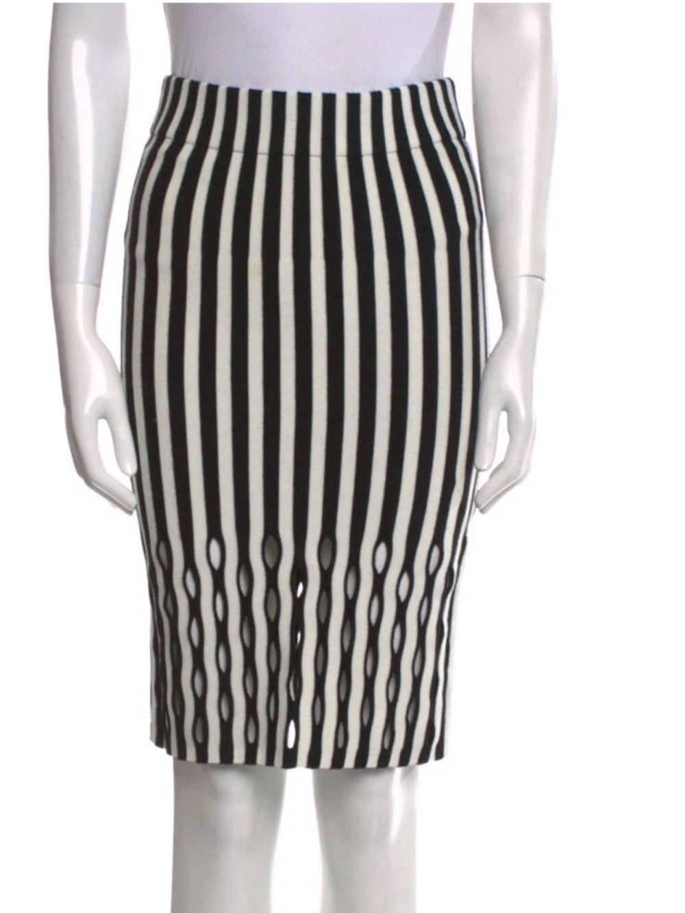 Opening Ceremony Black and White Vertical-Stripe Pencil Skirt NWOT